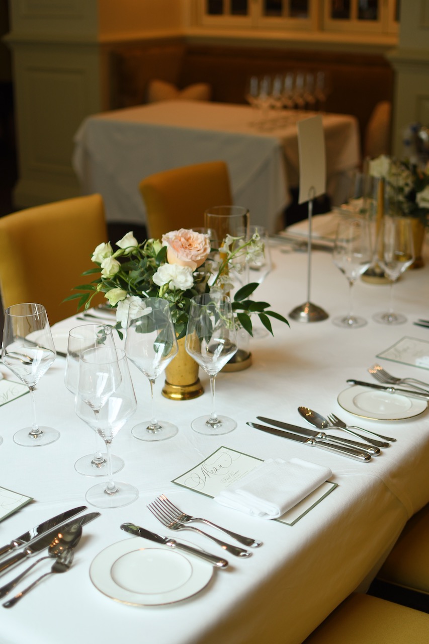 White tablecloth at a wedding and events venue in Charleston, The Cooper.